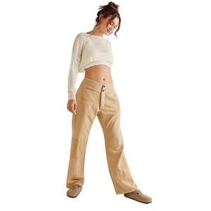 Sandrine Rose/Free People French Worker Wide Leg Patch Pants Sand Size 26